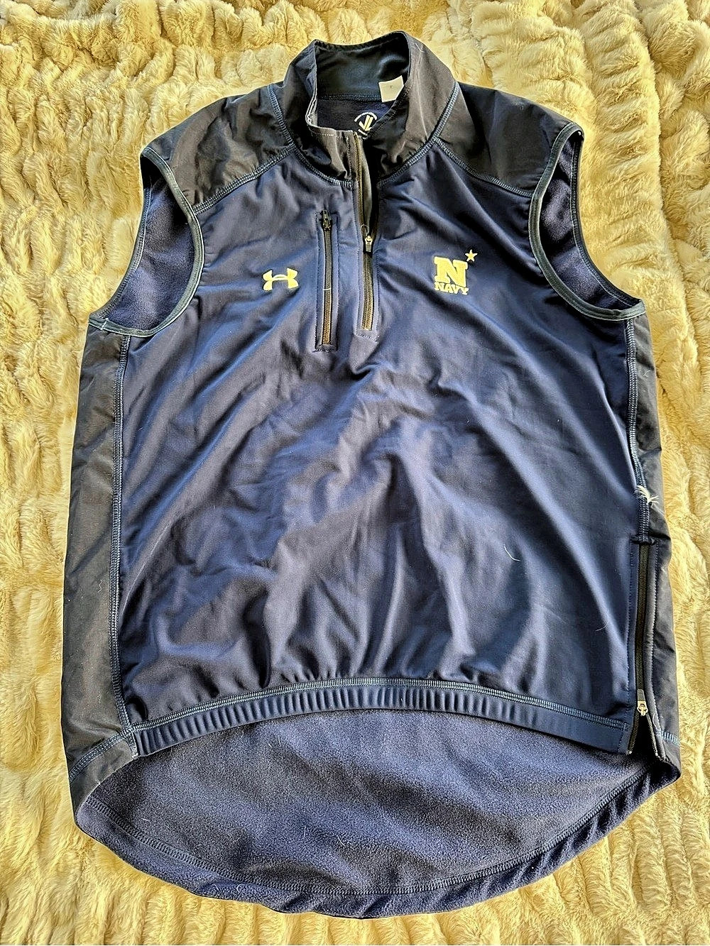 Under Armour Navy Midshipmen USNA 1/4 Zip Vest Men’s L Blue Gold NCAA